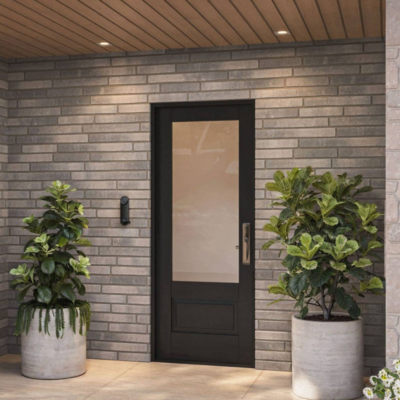 G7501-SW-80 | Porte simple de 80 po, extérieur pré-monté RTA, 3/4 de verre, 1 panneau, bois d'acajou brut