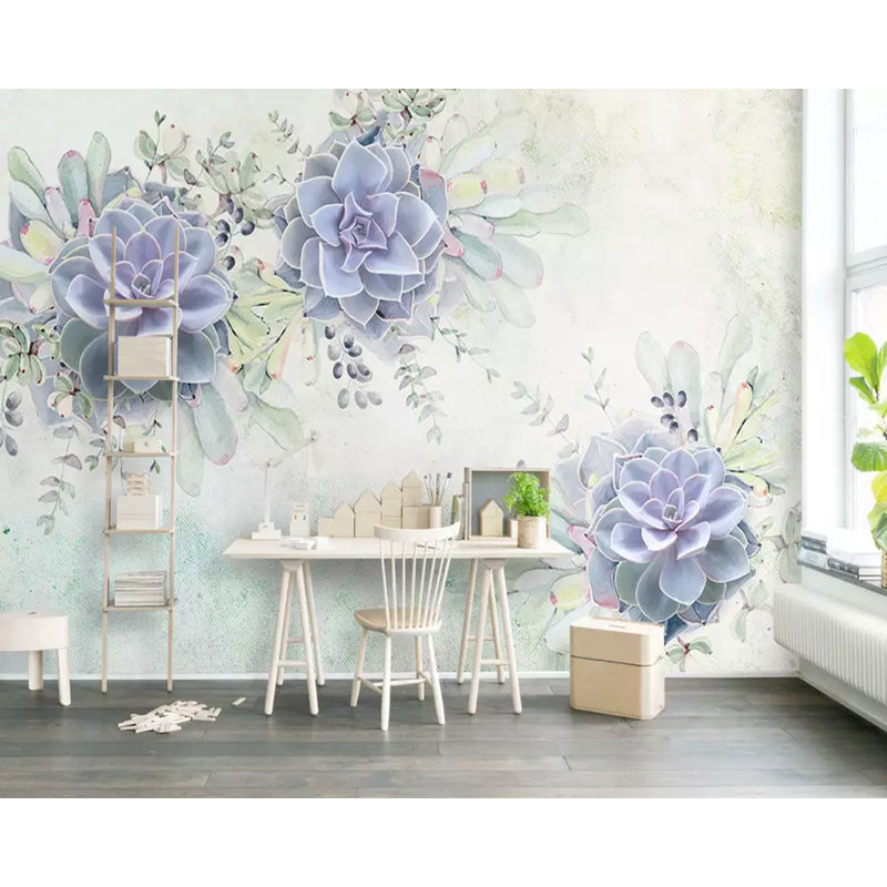 Papier peint à fleurs 3D, L 75 po x l 112 po