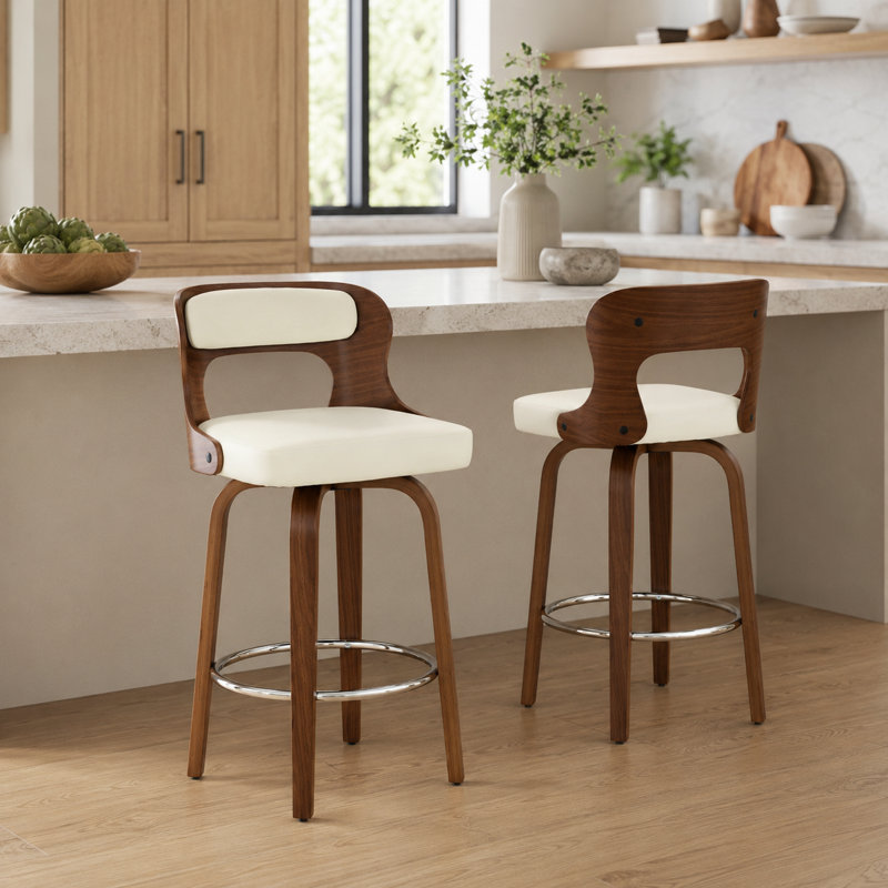 Swivel Faux Leather Counter & Bar Stools, White