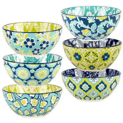 Tapestry Set of 6  All Purpose Bowl 4.75in 6 asst 4.75in Diam x 2.25in 13oz