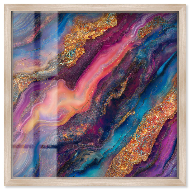 Spectre scintillant III, boîte aux ombres, abstrait coloré par Art Remedy, H 31 po x l 31 po, Crème, crème
