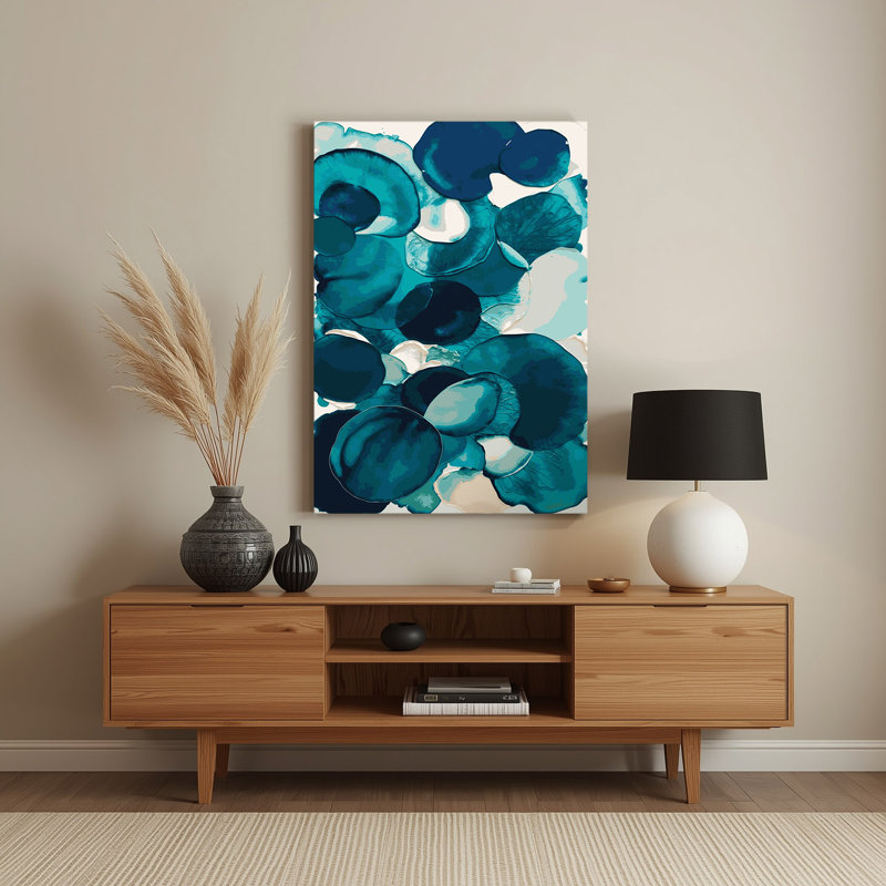 Abstrait aquarelle 76, art mural en métal bleu, H 8 po x l 10 po