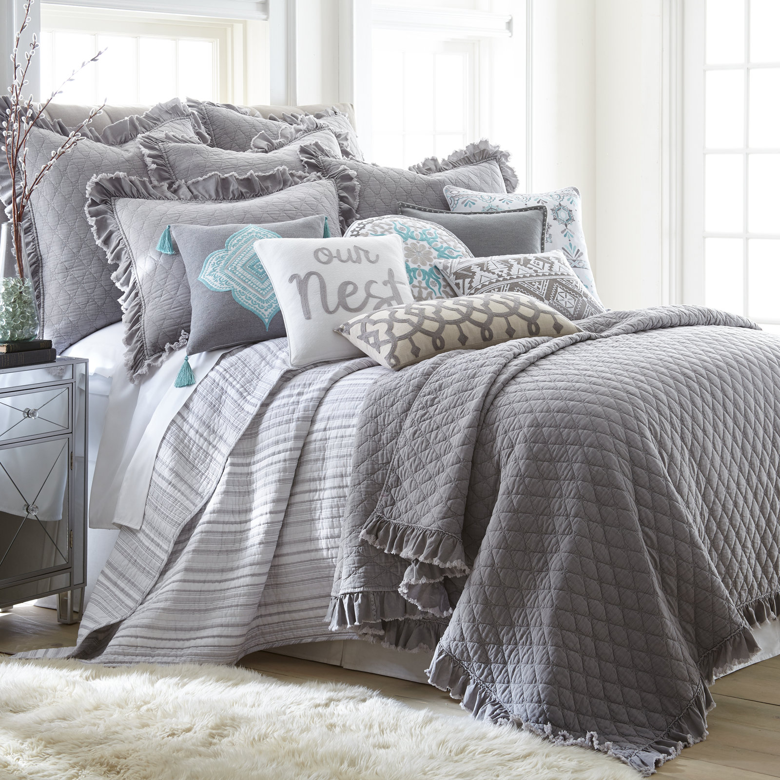 Kilbourne Cotton Quilt Set, Full / Double Quilt + 2 Standard Shams