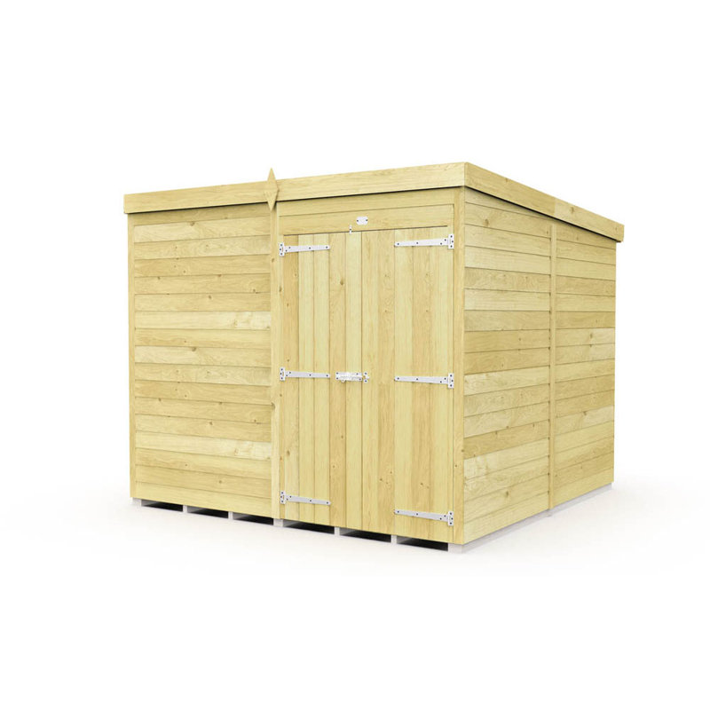 8ft x 8ft Pent Shed - Double Door without Windows