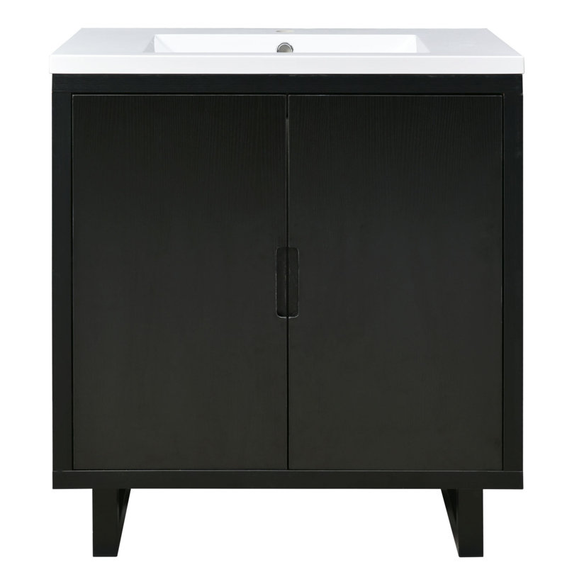 Keymya 29.5'' Single Bathroom Vanity with Resin Top, Black