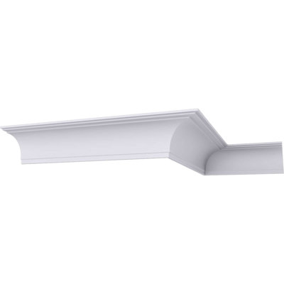 Endurathane Bradford Traditional Cove Crown Moulding, 4 1/4"H x 4 3/4"P x 6 3/8"F x 94 1/2"L, Factory Primed