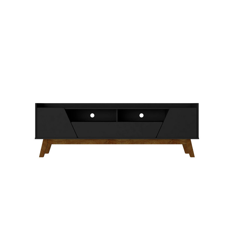 Meuble télé Marcus 71 po avec 4 tablettes et 1 tiroir pour téléviseur de 70 po ou moins Marcus, Noir mat