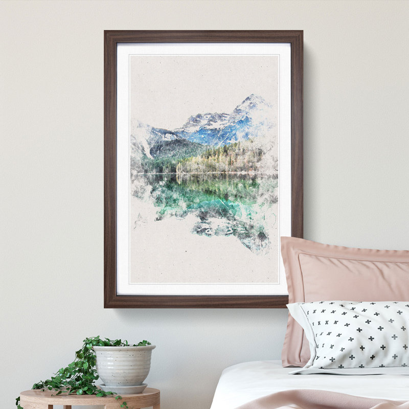Lake Tovel in Trentino Italy - Picture Frame Painting Print, Walnut Framed, 45cm H x 33cm W x 2cm D
