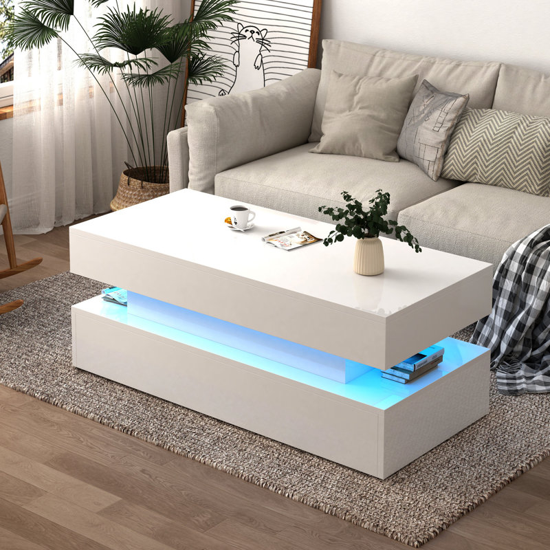 Foldable Coffee Table With Drawers And Adjustable Height Option, White Rectangular Drawer Efficiency