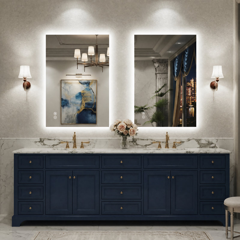 Lunara UL Certified Frameless Backlit LED Bathroom Vanity Mirror , Anti Fog Temper Glass 3 Year Warranty, 36" x 24"