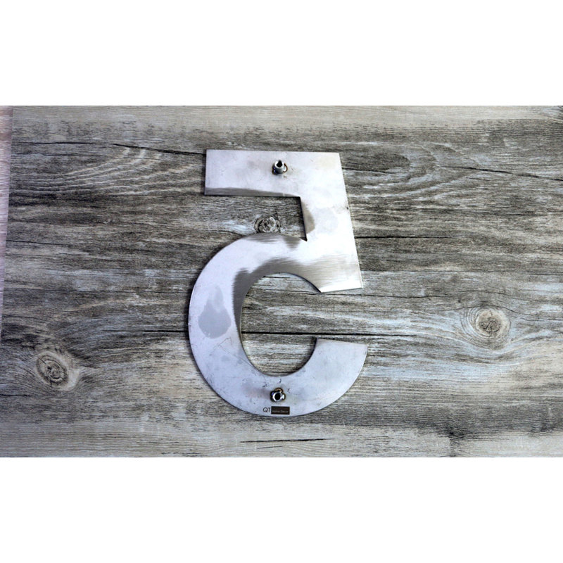 6-Inch Silver Stainless Steel Floating House Number 5