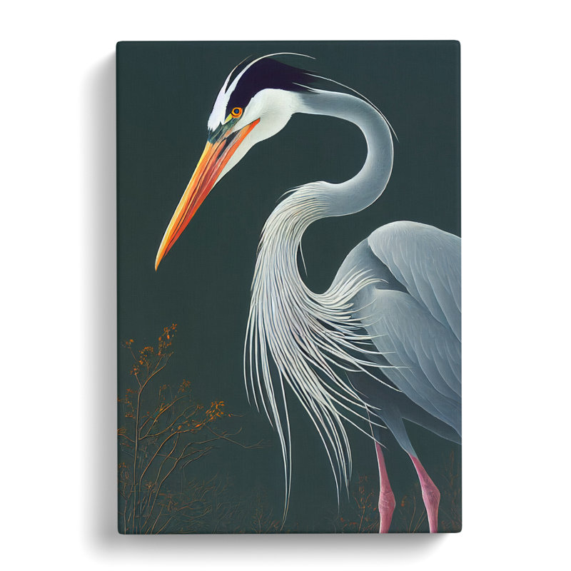 Almanza Heron Bird Traditional Vol.3 - Wrapped Canvas Print, 60cm H x 40cm W x 3cm D