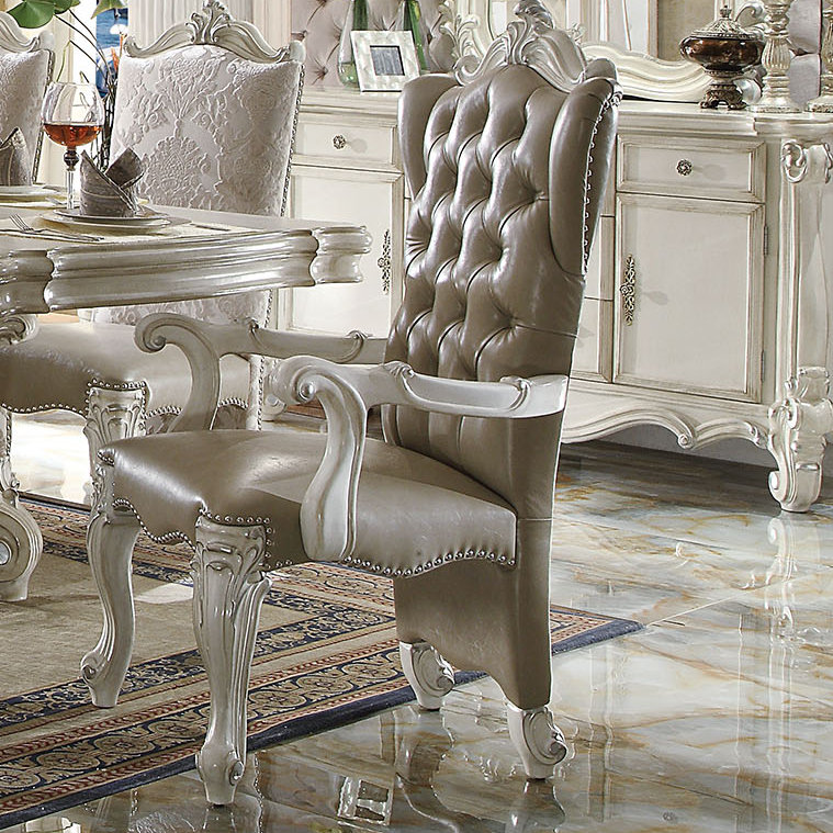 Versailles Tufted Upholstered Armchair, Bone White