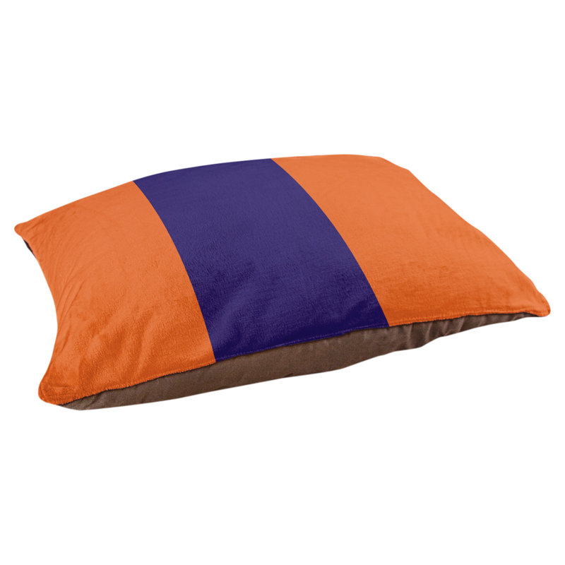 Striped Polyester Pet Bed, Large (40" W x 30" D x 6.5" H), Orange/Purple/Orange