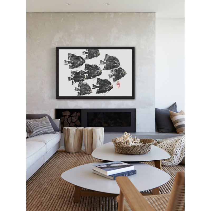 « racing fish », reproduction d’art encadrée, H 24 po x l 36 po x P 1,5 po