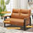 49.6" Faux Leather Mid-Century Loveseat 2 Seater Sofa-1093399741