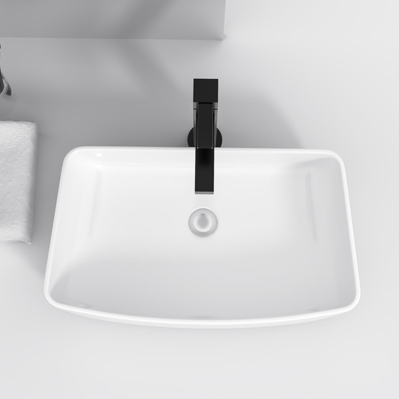 PLUSTEEL 15'' Ceramic Rectangular Vessel Bathroom Sink
