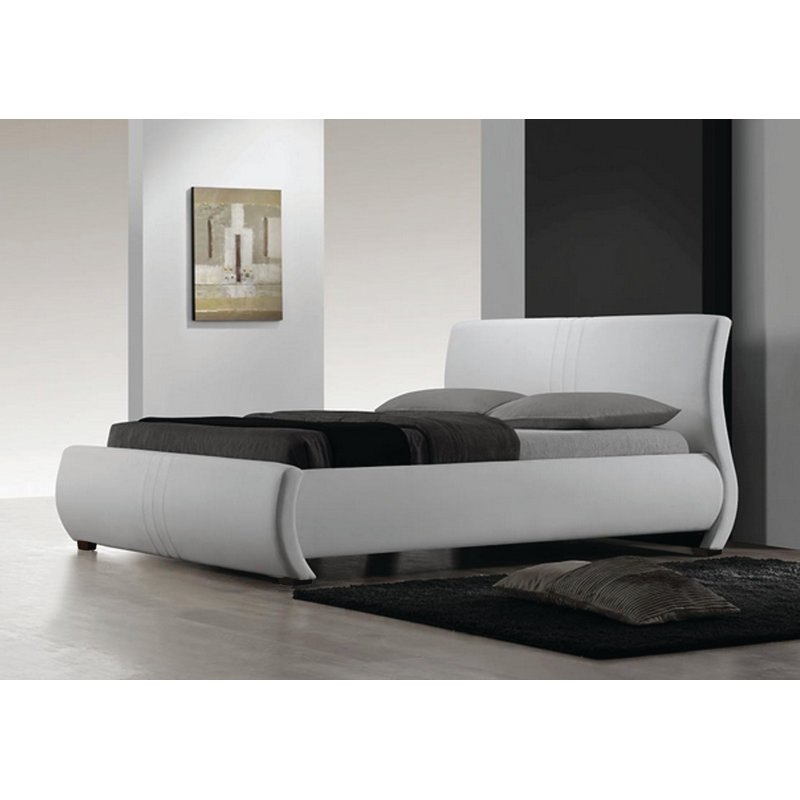 Lit plateforme en tissu d’ameublement Nathanael, Velours - Sable, Grand