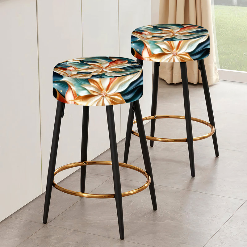 Ensemble de 2 tabourets de bar or et bleu sarcelle Cosmic Essence