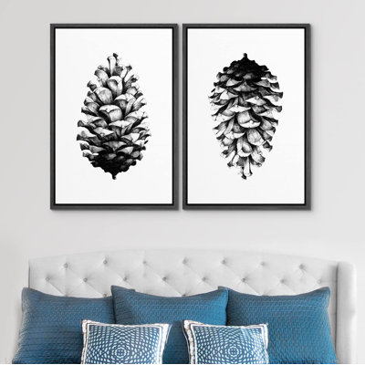 Minimalist Tree " Forest Woodland Pinecone " 2 - Pieces