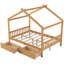 House Platform Bed with Two Drawers,Headboard and Footboard, Roof Design-1563359896