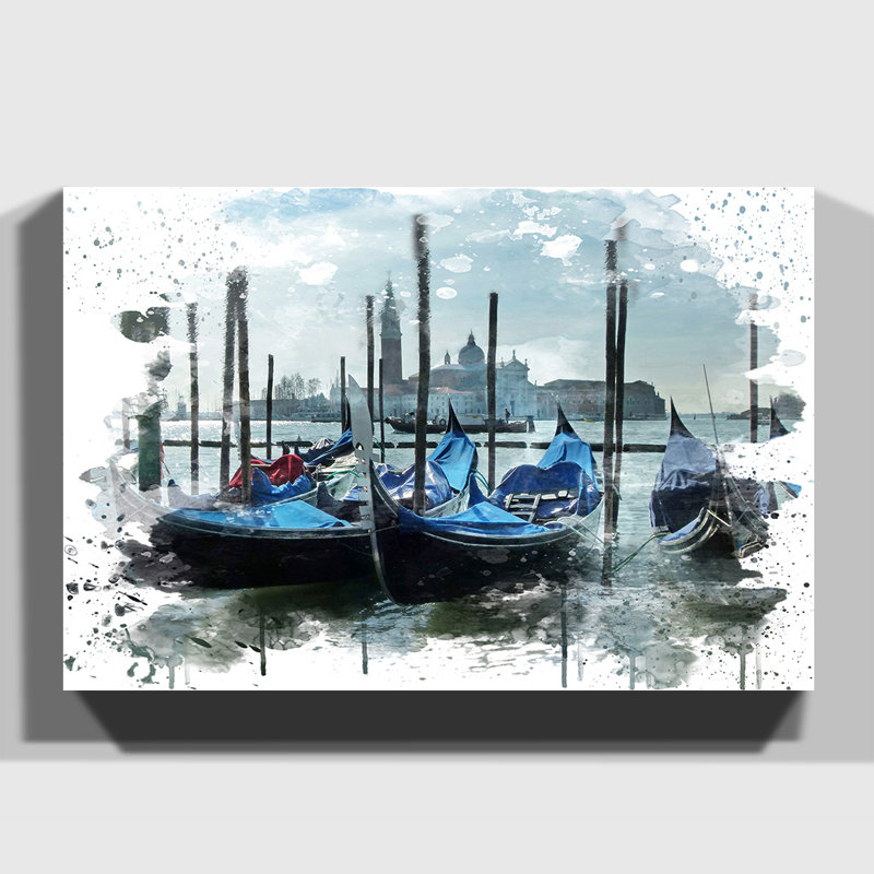Venice Italy Gondolas - Wall Art, 50cm H x 76cm W, Wrapped Canvas