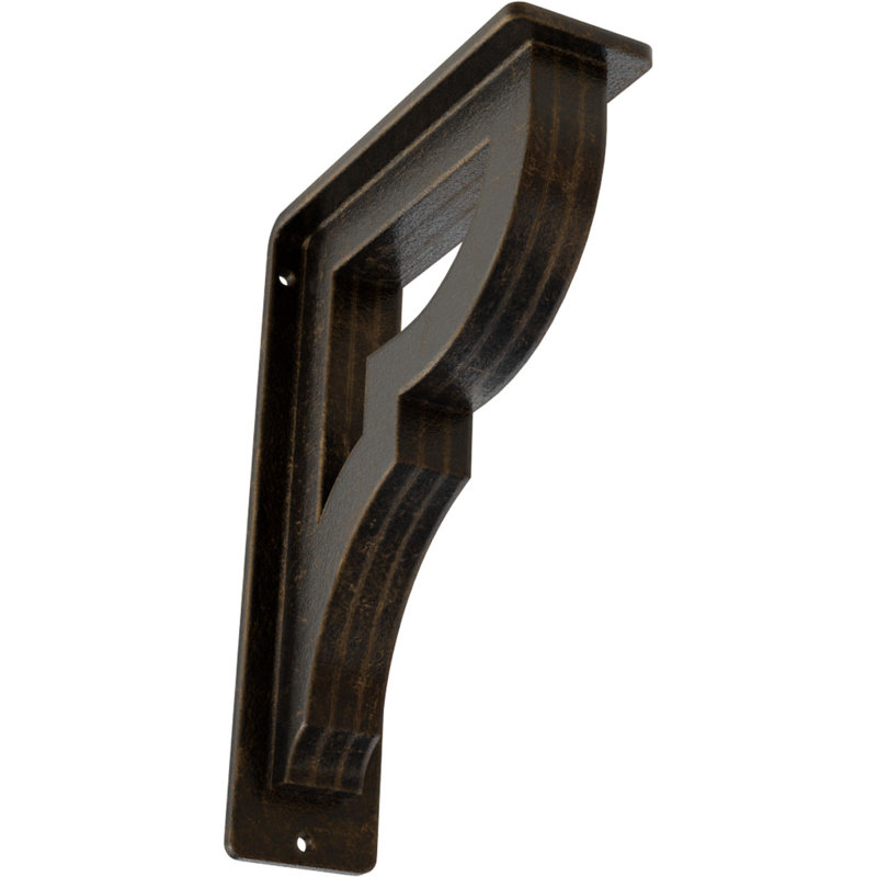 Support en fer forgé Bradford, Laiton antique, H 8 po x l 2 po x P 5,5 po