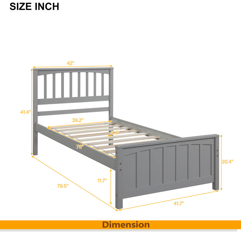 Lit plateforme en bois, Gris