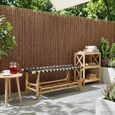  Banc de jardin en bambou naturel 43,31 x 14,96 x 15,75 po