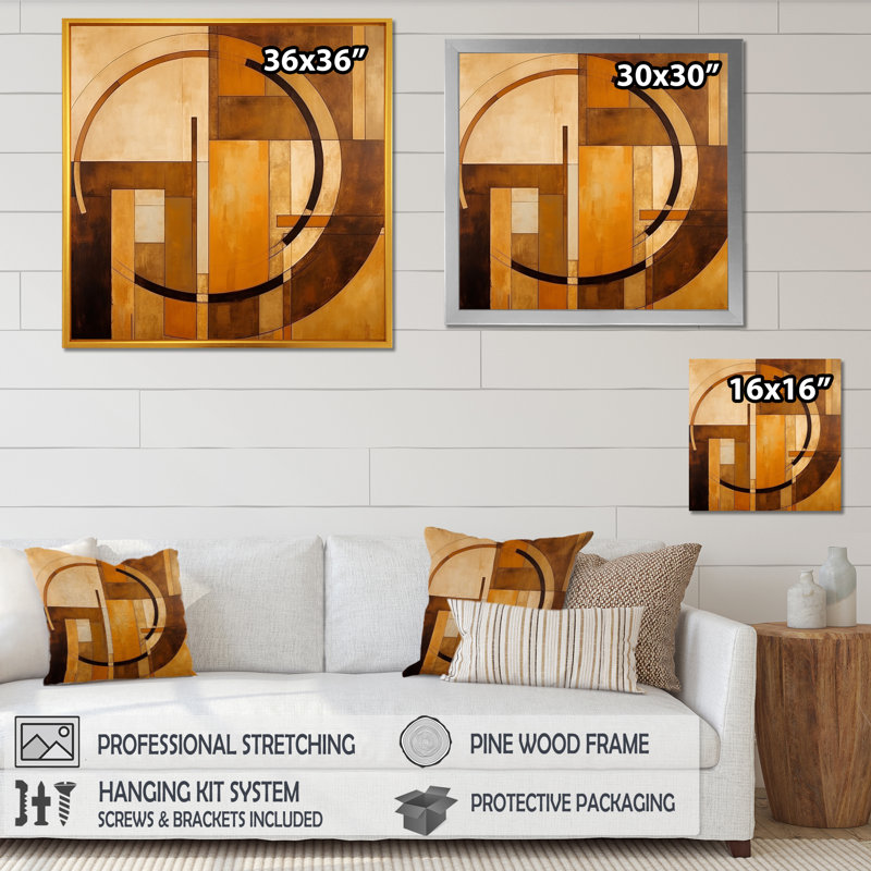 Bronze Brilliance Symetry VI - Abstract Shapes Canvas Art Print, Wrapped Canvas, 36" H x 36" W