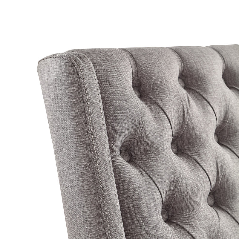 Dukinfield 20.5'' H Tufted Upholstered Side Chair, Gray Linen, Natural