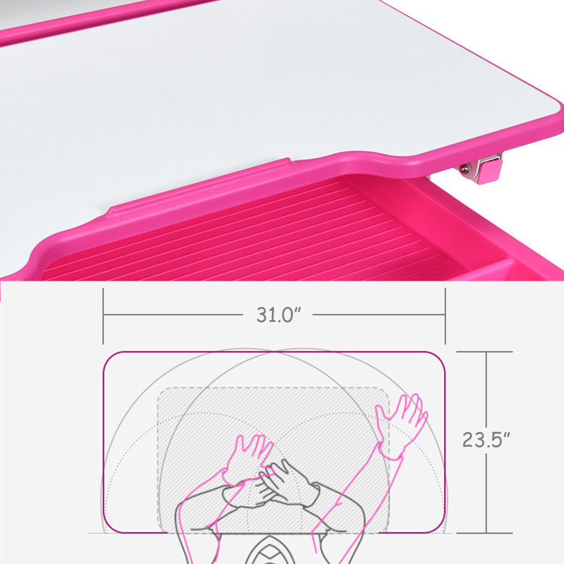Ensemble de bureau d'art 23,5 po Mcglade, Rose / blanc