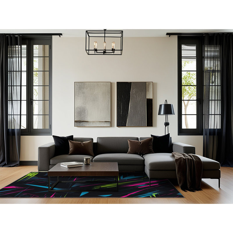 Neon Splinter Rug, Rectangle 5' x 8'