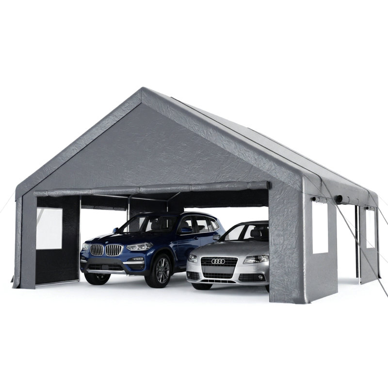 Heavy Duty Carport Portable Garage, Gray, 20 Ft. W x 20 Ft. D