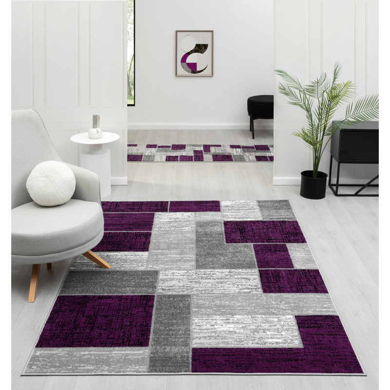 Tapis mauve à motif géométrique Balderston, Rectangle 8 pi x 10 pi
