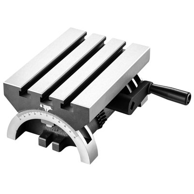Rotary Table 7 x 5 in Tilting Milling Table Heavy Duty Cast Iron Body, Robust & Durable, with 0-45 Degree Left & Right Adjustable, Worm Gear, Precision Scale, for Milling Machine, Drill Press