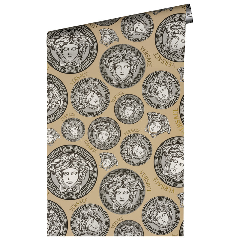 Versace Midnight Sky Monarch Unpasted Vinyl Wallpaper, Beige/Silver