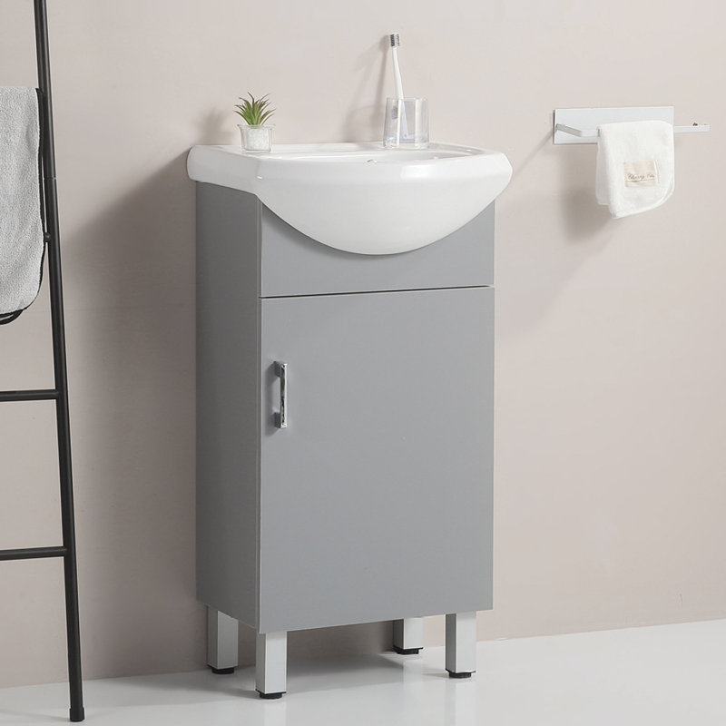 «Meuble-lavabo, gris (sans lavabo en céramique)