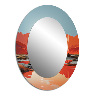 Bold Sunrise Horizon II - Pink Oval Wall Mirror Decor