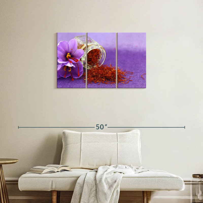 Safran et fleurs, H 20 po x l 33 po