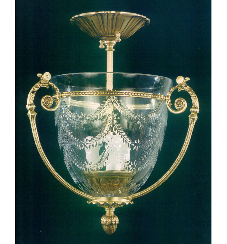 Detweiler Glass Semi Flush Mount, Antique Silver
