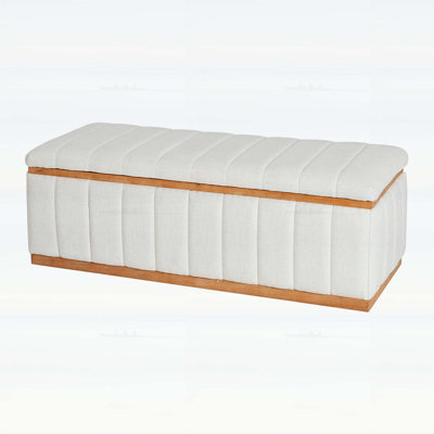 Beige Performance Fabric Storage Bench with Ample Space and Sturdy Construction for Versatile Home Use
