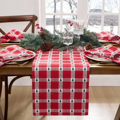 Chemin de table Threadmade Keandra Holiday, rouge - 33 cm (l) x 274 cm (l)