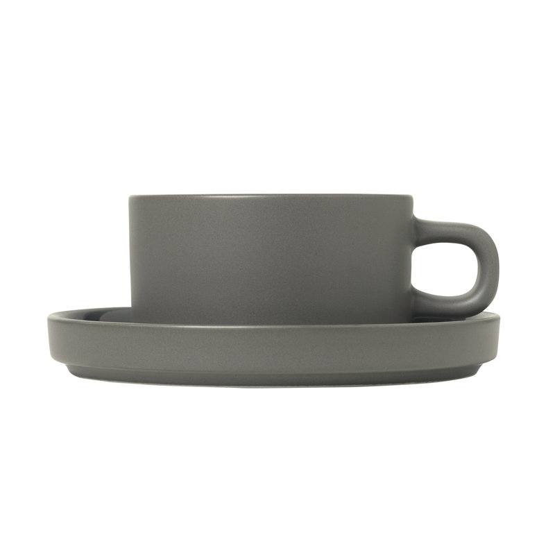 Pilar Teacup & Saucer, Pewter