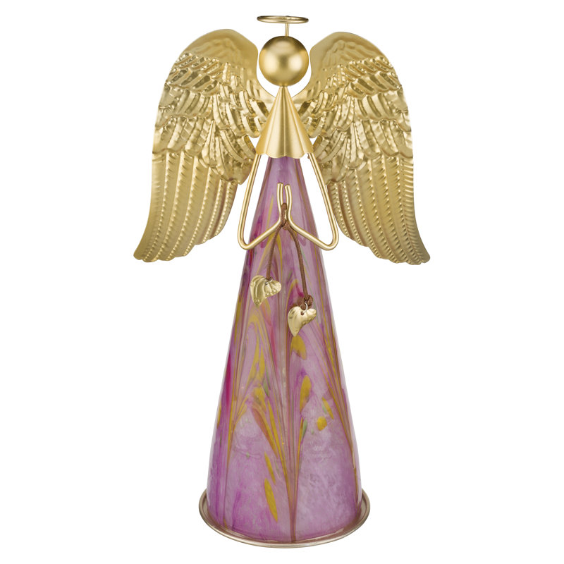 Statuette ange d'intérieur en verre et métal Murano, Mauve