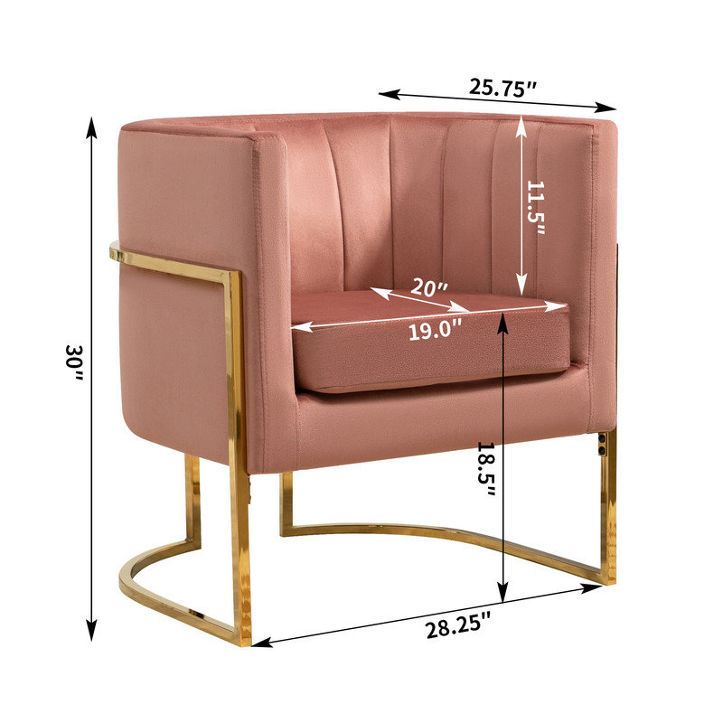 Zianah Velvet Barrel Chair, Pink Velvet