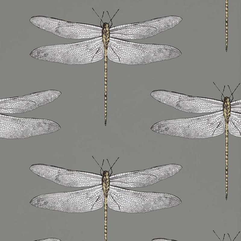 Demoiselle Wallpaper, Graphite/Almond