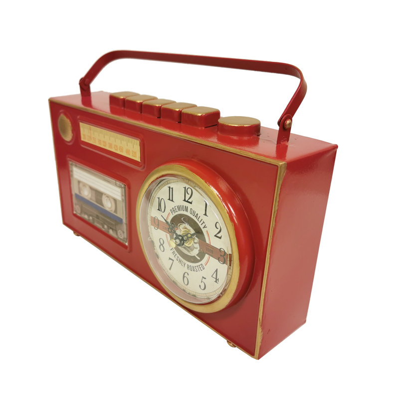 Analog Stainless Steel Quartz Movement / Crystal Tabletop Clock in Red