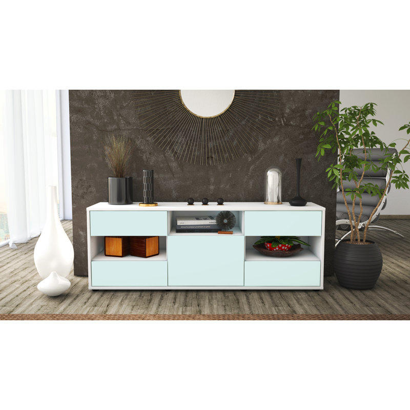 Yarger Unfinished TV Stand for TVs up to 60, Light Blue / Matte White