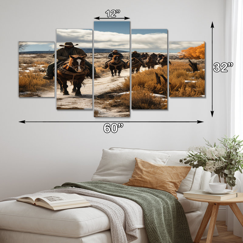 Reproduction d'art sur toile, 5 panneaux Western